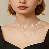 Alloy Pave Clear Cubic Zirconia Flat Round Pendant 3 Layer Necklaces NJEW-LP0009-45-1