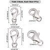 CHGCRAFT 8Pcs 2 Style Rhodium Plated 925 Sterling Silver Lobster Claw Clasps STER-CA0001-03-2