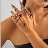 9Pcs 9 Styles Alloy Spider Web & Rose & Heart Finger Rings Sets for Women PW-WG0828C-01-1