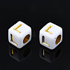 Golden Plating Acrylic Beads PACR-S219-22A-3