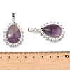 Natural Amethyst & Rhinestone Pendants G-K338-31P-12-3