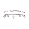 304 Stainless Steel Paperclip & Figaro Chain Bracelets for Women BJEW-JB12445-01-2