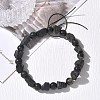 Natural Black Tourmaline Round and Nuggets Beaded Stretch Bracelets GG-CBA0C4C-01-3