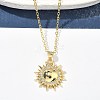 Brass Micro Pave Clear Cubic Zirconia Sun Pendant Necklaces for Women NJEW-S449-05B-G-3