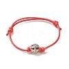 2Pcs 2 Colors Alloy Tree of Life Beaded Cord Bracelets Set BJEW-JB08113-01-4