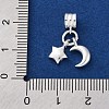 925 Sterling Silver Star & Moon European Dangle Charms STER-G045-08S-3