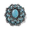 Baroque Flower Alloy Rhinestone Brooches with Cat Eye JEWB-Z034-08AS-1