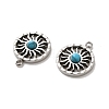 304 Stainless Steel Pave Dyed Synthetic Turquoise Sun Charms STAS-B074-05P-02-2