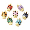 Rack Plating Brass Enamel Cubic Zirconia Pendants KK-Q771-06G-1