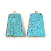 Dyed Synthetic Turquoise Trapezoid Pendants TURQ-T004-19-1