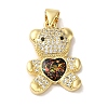 Rack Plating Brass Micro Pave Clear Cubic Zirconia Pendants KK-P268-05A-G03-1