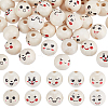 100Pcs 10 Styles Printed Wood European Beads WOOD-UN0001-22A-1