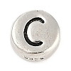 925 Sterling Silver Flat Round with Letter Beads STER-G044-01AS-C-1