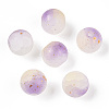 Frosted Baking Painted Crackle Glass Beads with Glitter Powder DGLA-T004-8mm-01E-1