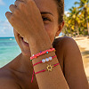 3Pcs Adjustable Glass Bead Nylon Cord Braided Bead Bracelet Sets NA1872-1-2