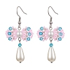 Handmade Glass Seed & Acrylic Beads Bowknot Dangle Earrings EJEW-MZ00298-01-1