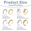 Spritewelry 8Pcs 8 Style Brass Rotating Beaded Cuff Rings RJEW-SW0001-01-11