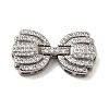 Brass Micro Pave Clear Cubic Zirconia Fold Over Clasps KK-C075-34P-1