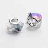 Faceted Electroplated Glass European Large Hole Beads X-GPDL-F011-02-1