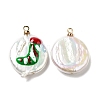 Baroque Style Natural Keshi Pearl Pendants with Enamel PEAR-G013-02D-2