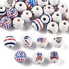 32Pcs 8 Style Independence Day Theme Wood European Beads WOOD-FP0001-03-3