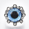 Adjustable Alloy Glass Finger Rings RJEW-T006-03B-2