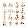 16Pcs 16 Styles Brass Micro Pave Cubic Zirconia Pendants KK-PH0013-35-6