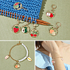 Alloy Enamel Round Ring with Fruit Pendant Locking Stitch Markers HJEW-PH01892-5