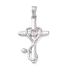 Brass Micro Pave Pink Cubic Zirconia Pendants CU-CBA280C-09P-1