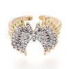 Brass Micro Pave Clear Cubic Zirconia Cuff Open Rings KK-T079-60G-2