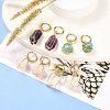 Copper Wire Wrapped Natural Gemstone Dangle Earrings for Women EJEW-JE04625-3