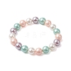 8mm Round Polished Shell Pearl Beaded Stretch Kids Bracelets for Girls BJEW-JB10878-02-1