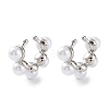 Brass Ring Cuff Earrings with ABS Imitation Pearl Beaded EJEW-D088-15P-1