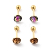 2 Pairs 2 Colors Real 14K Gold Plated 304 Stainless Steel Rhinestone Stud Earrings EJEW-P258-08G-1