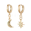 Star and Moon Asymmetrical Dangle Hoop Earrings EJEW-JE04031-01-3