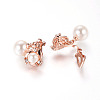 Real Rose Gold Plated Fashion Alloy Austrian Crystals Dangle Earrings EJEW-AA00057-01-3
