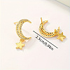 Star Moon Brass Stud Earrings IA7591-4