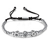 Non-Tarnish Stainless Steel Round Ball Braided Beaded Bracelets DD1308-2-1