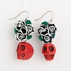Stylish Skull Howlite Beads Earrings X-EJEW-JE01060-2