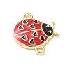 Brass Red and Black Enamel Heart Ladybug Links KK-I379-06G-2