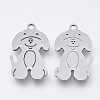 Tarnish Resistant 201 Stainless Steel Puppy Pendants STAS-S110-006P-1