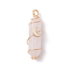 Natural Rose Quartz Copper Wire Wrapped Pointed Pendants PALLOY-JF02535-03-3