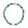 Raw Rough Natural Amazonite Nuggets & Oval Shell Pearl Beaded Necklaces for Women NJEW-JN06486-2