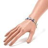 Handmade Millefiori Lampwork & Alloy Heart Beaded Stretch Bracelet BJEW-JB08042-03-3