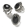 Natural Obsidian Adjustable Rings RJEW-I108-01AS-17-5