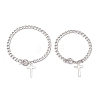 2Pcs 2 Sizes 304 Stainless Steel Cuban Link Chain Cross Charm Bracelet Sets for Women Men BJEW-JB12444-2
