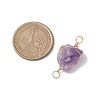 Raw Rough Natural Amethyst Copper Wire Wrapped Nuggets Connector Charms PALLOY-JF02789-2