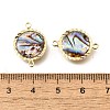 Brass Pave Natural Paua Shell Connector Charms KK-E794-01G-04-3