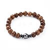 Unisex Wood Beads Stretch Bracelets BJEW-JB04965-2