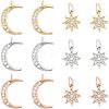 SUPERFINDINGS 12Pcs 6 Style Brass Micro Pave Clear Cubic Zirconia Charms KK-FH0003-88-1